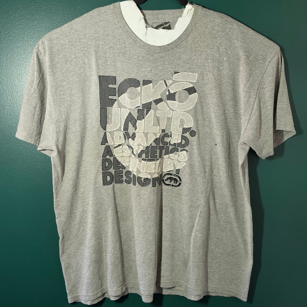 Ecko Unltd Mens 3XL Gray Graphic T-Shirt Advanced Aesthetics Defined By Design